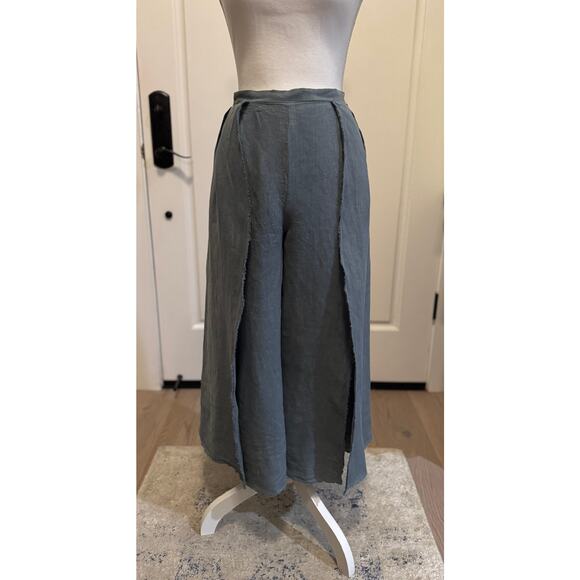 MSRP $120 KRISA Revolve Split Front Linen Palazzo Pants Size L | SAME DAY SHIP - Picture 2 of 5